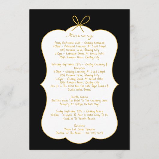 Whimsical Stripes Handwritten Wedding Itinerary Programm (Rückseite)