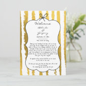 Whimsical Stripes Handwritten Wedding Itinerary Programm (Stehend Vorderseite)
