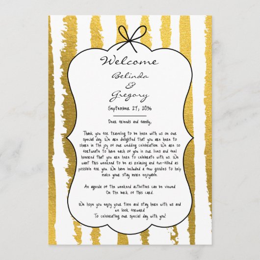 Whimsical Stripes Handwritten Wedding Itinerary Programm (Vorderseite)