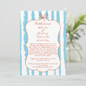 Whimsical Stripes Handwritten Wedding Itinerary Programm (Stehend Vorderseite)