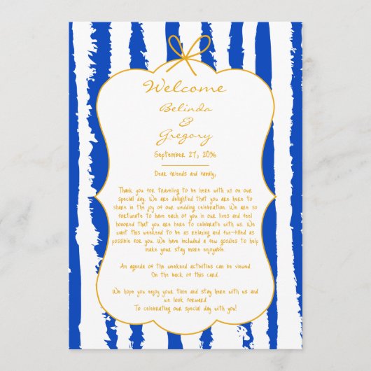 Whimsical Stripes Handwritten Wedding Itinerary Programm (Vorderseite)