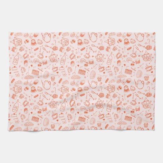 Whimsical Style Tee Party Doodle Geschirrtuch (Horizontal)