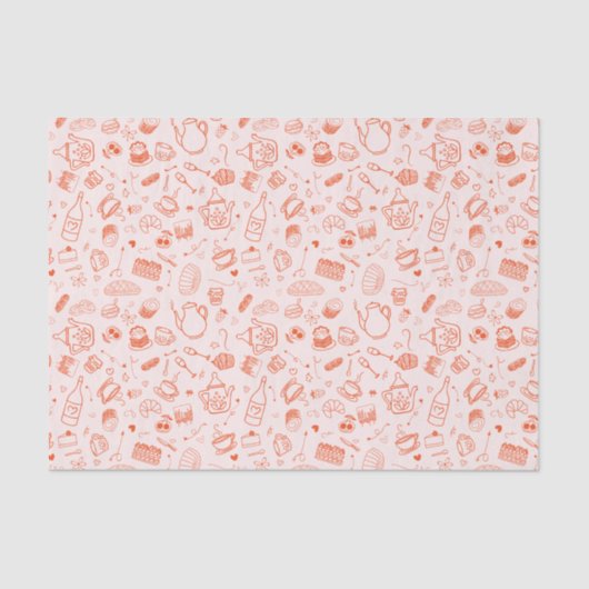 Whimsical Style Tee Party Doodle Seidenpapier (Vorderseite)