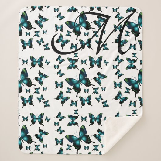Whimsical Sublime Blue Electric Butterflies Sherpadecke (Vorderseite)