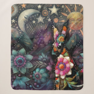 Whimsical Südwest Coyote Animal Floral Sun Moon Sherpadecke