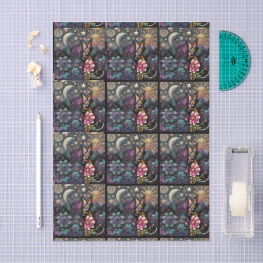 Whimsical Südwest Coyote Tiled Decoupage Seidenpapier (Handwerk)