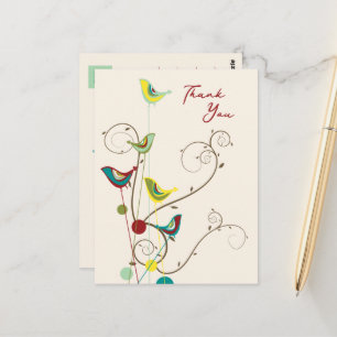 Whimsical Summer Bird und Wirbel Moderne Vielen Da Postkarte