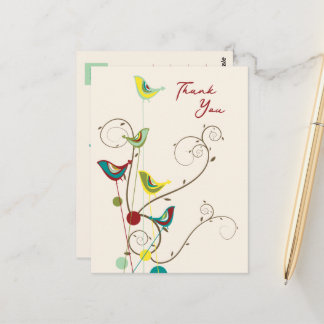 Whimsical Summer Bird und Wirbel Moderne Vielen Da Postkarte