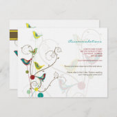 Whimsical Summer Bird und Wirbel Wedding Info Card Begleitkarte (Vorne/Hinten)
