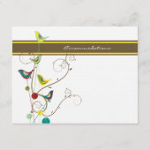 Whimsical Summer Bird und Wirbel Wedding Info Card Begleitkarte (Rückseite)