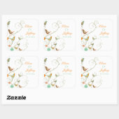 Whimsical Summer Birds Wirbel Chic Garden Wedding Quadratischer Aufkleber (Blatt)