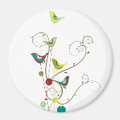 Whimsical Summer Birds Wirbel Moderne Naturweine Magnet (Vorne)