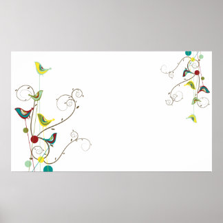 Whimsical Summer Birds Wirbel Moderne Naturweine Poster