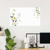 Whimsical Summer Birds Wirbel Moderne Naturweine Poster (Heimbüro)