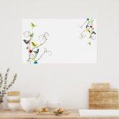 Whimsical Summer Birds Wirbel Moderne Naturweine Poster (Küche)