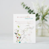 Whimsical Summer Birds & Wirbel Wedding RSVP Card (Stehend Vorderseite)