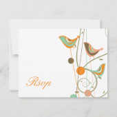 Whimsical Summer Birds & Wirbel Wedding RSVP Card Karte (Rückseite)