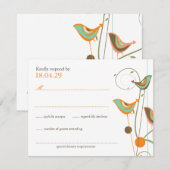 Whimsical Summer Birds & Wirbel Wedding RSVP Card Karte (Vorne/Hinten)