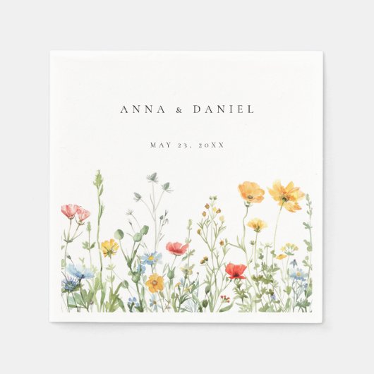 Whimsical Summer Floral Wedding Serviette (Vorderseite)