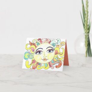 Whimsical summer sun dankeskarte