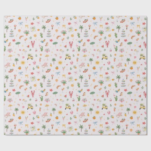Whimsical Summer Watercolor Pattern Geschenkpapier (Flach)