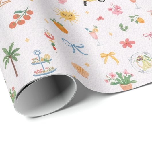 Whimsical Summer Watercolor Pattern Geschenkpapier (Rolleneckpunkt)