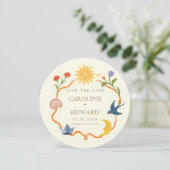 Whimsical Sun and Moon Round Save the Date Einladung (Stehend Vorderseite)