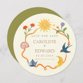 Whimsical Sun and Moon Round Save the Date  Einladung