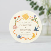 Whimsical Sun and Moon Round Save the Date  Einladung