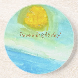 Whimsical Sun Aquarell "Hab einen strahlenden Tag" Getränkeuntersetzer