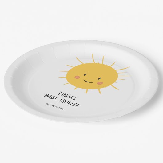 Whimsical Sun Baby Dusche Pappteller (Schrägansicht)