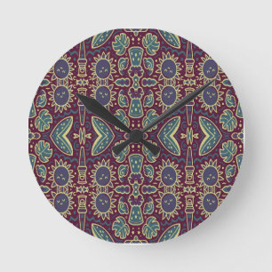 Whimsical Sun & Dschungelmuster Runde Wanduhr