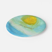 Whimsical Sun Watercolor "Bon Appetit" Paper Plate Pappteller (Schrägansicht)