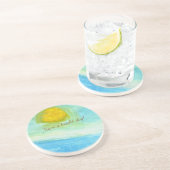 Whimsical Sun Watercolor "Have a Bright Day" Getränkeuntersetzer (Seite)