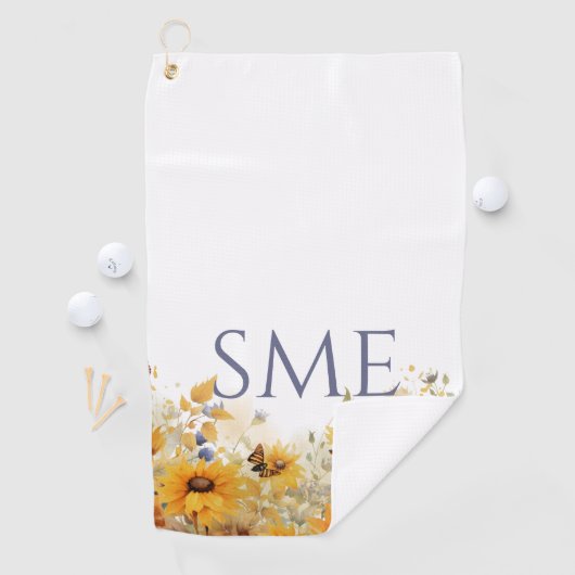 Whimsical Sunflower Meadow Monogram – Golfhandtuch (Insitu)