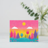 Whimsical Sunset Forest Postcard Postkarte (Stehend Vorderseite)