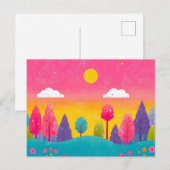 Whimsical Sunset Forest Postcard Postkarte (Vorne/Hinten)