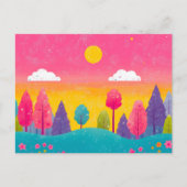 Whimsical Sunset Forest Postcard Postkarte (Vorderseite)