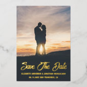 Whimsical Sunset Foto Wedding Save the Date Folieneinladung (Vorderseite)