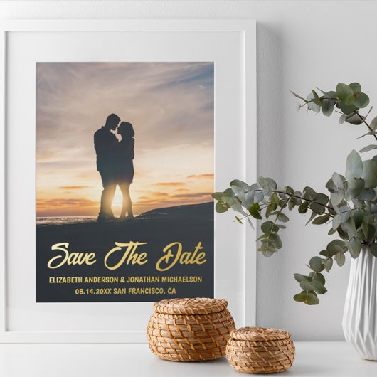 Whimsical Sunset Foto Wedding Save the Date Folieneinladung