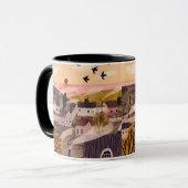 Whimsical Sunset Village Mug Tasse (Vorderseite Links)