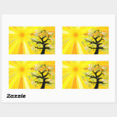 Whimsical Sunshine and Tree Rechteckiger Aufkleber (Blatt)