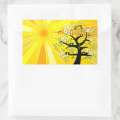 Whimsical Sunshine and Tree Rechteckiger Aufkleber (Tasche)