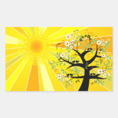 Whimsical Sunshine and Tree Rechteckiger Aufkleber (Vorderseite)