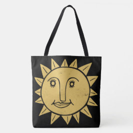 Whimsical Sunshine Black Gold Boho Muster Tasche