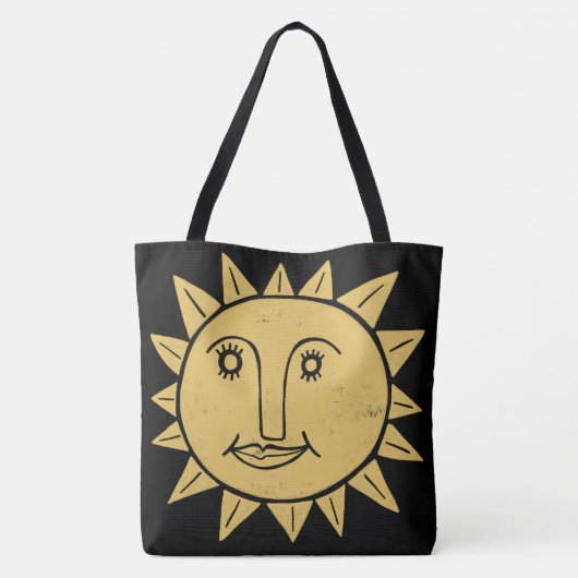 Whimsical Sunshine Black Gold Boho Muster Tasche (Rückseite)