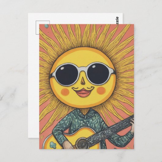 Whimsical Sunshine Playing Guitar Postkarte (Vorne/Hinten)