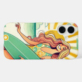 Whimsical Surfer Girl mit Surfbrett Case-Mate iPhone Hülle (Rückseite (Horizontal))