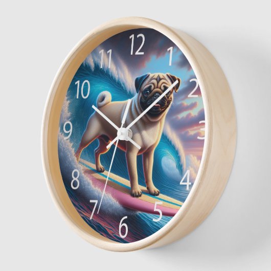 Whimsical Surfing Mops Uhr (Winkel)