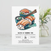 Whimsical Sushi Night Editable Geburtstag Einladung (Stehend Vorderseite)